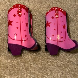 Two brand new cowboy boots pink hair clips